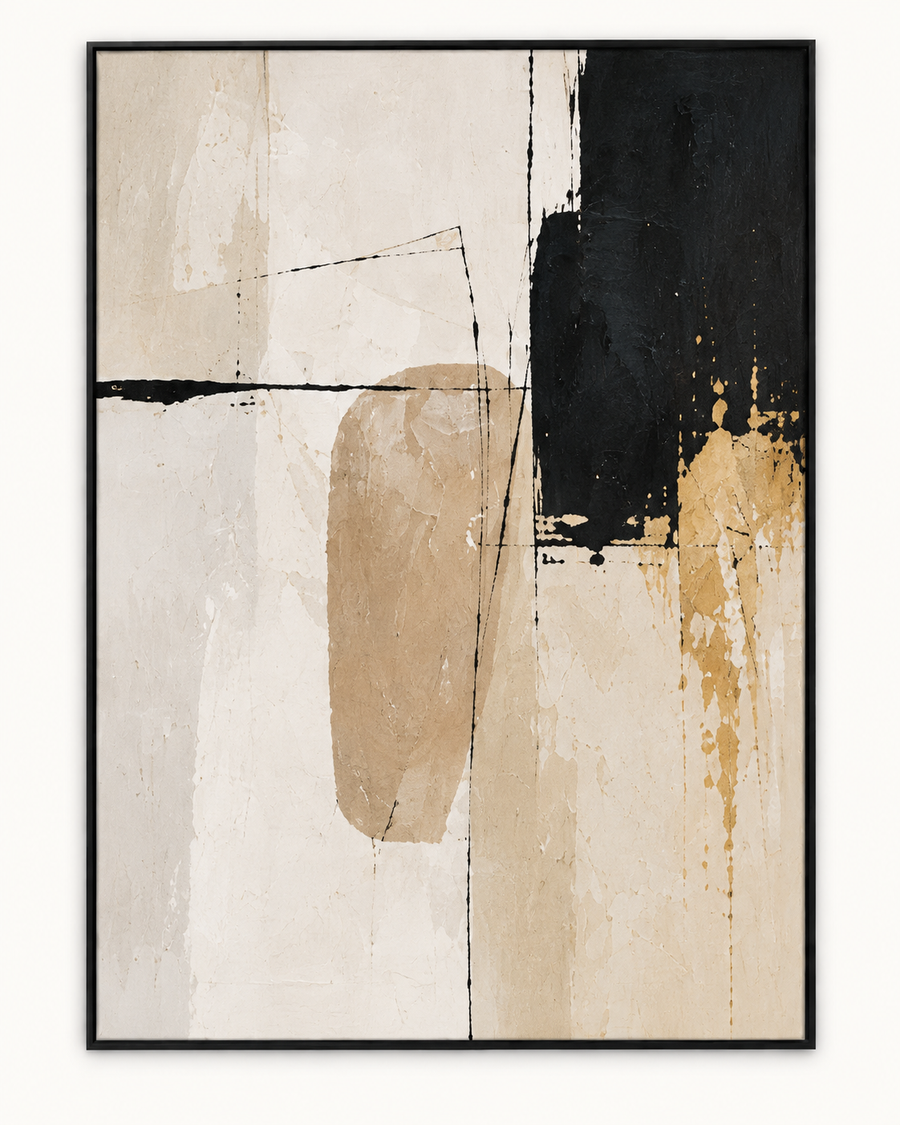 Handgemaltes Gemälde „Linien im Sand“ 90x120cm