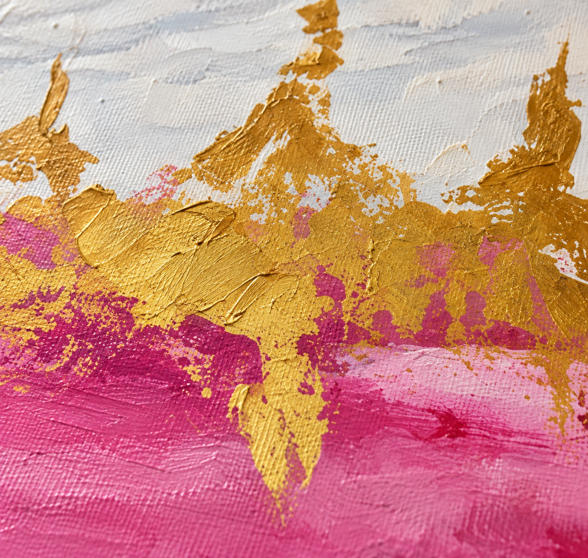 Handgemaltes Gemälde 'Pink Horizon' 100x100cm