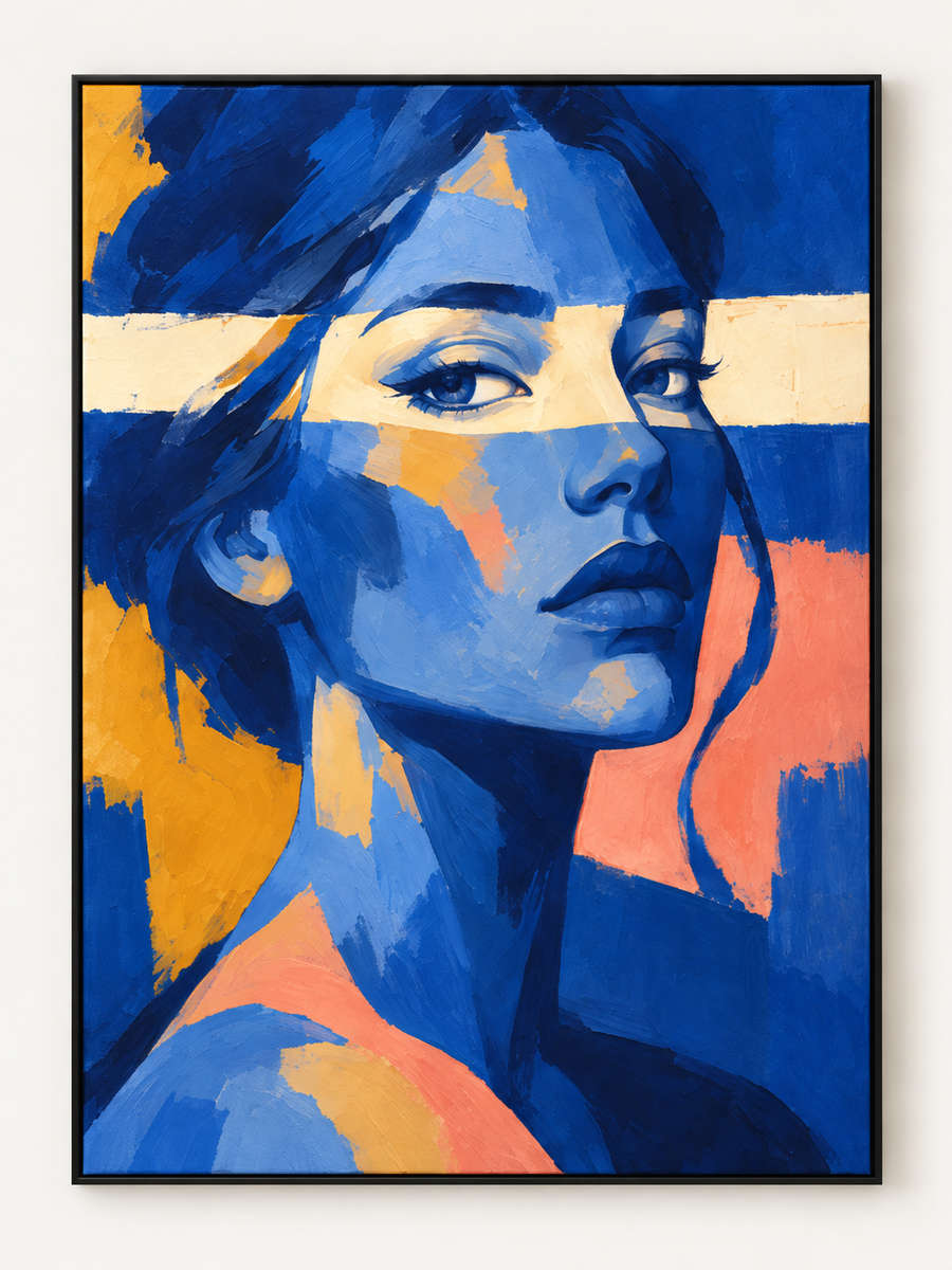 Handgemaltes Gemälde „Blick durch Blau“ 90x120cm